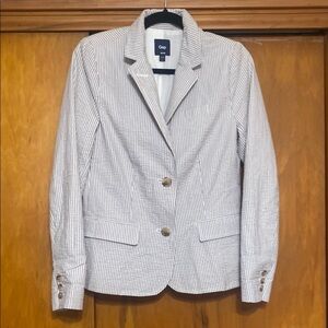 GAP NWOT Gray Striped Seersucker Tailored 2-Button Blazer Notched Lapels - 6